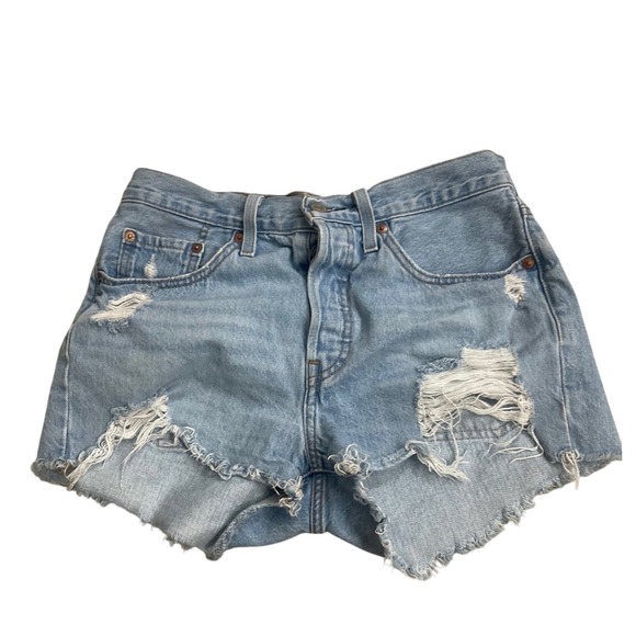 Levi's Pants - Levi's 501 Women's Light Wash Distressed Denim Cutoff Jean Shorts Size large NWT